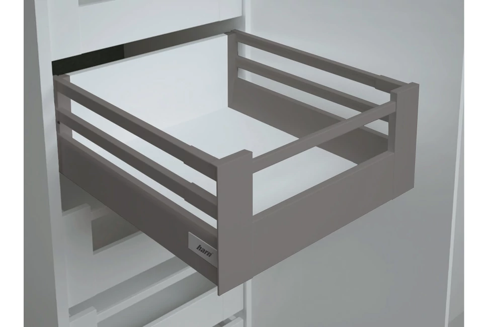 Fiókoldal   RITMA CUBE belső fiók,  H, dupla szögletes korlátos, metál szürke, 270mm, 35kg