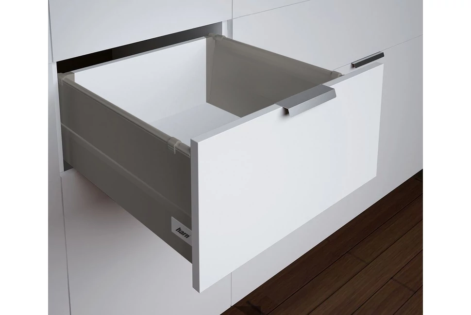 Fiókoldal   RITMA CUBE  HSE, oldalmagasítós, kör korláttal, metál szürke, 400mm, 35kg