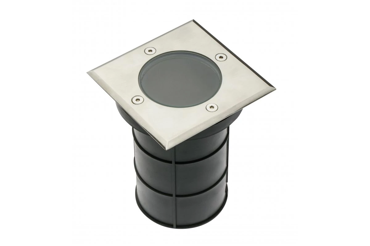 Lámpa Kerti lámpatest ALFA-K, négyzet, GU10 (max. 50W), IP67,  AC220-240V, 50/60Hz, (13x11cm) inox