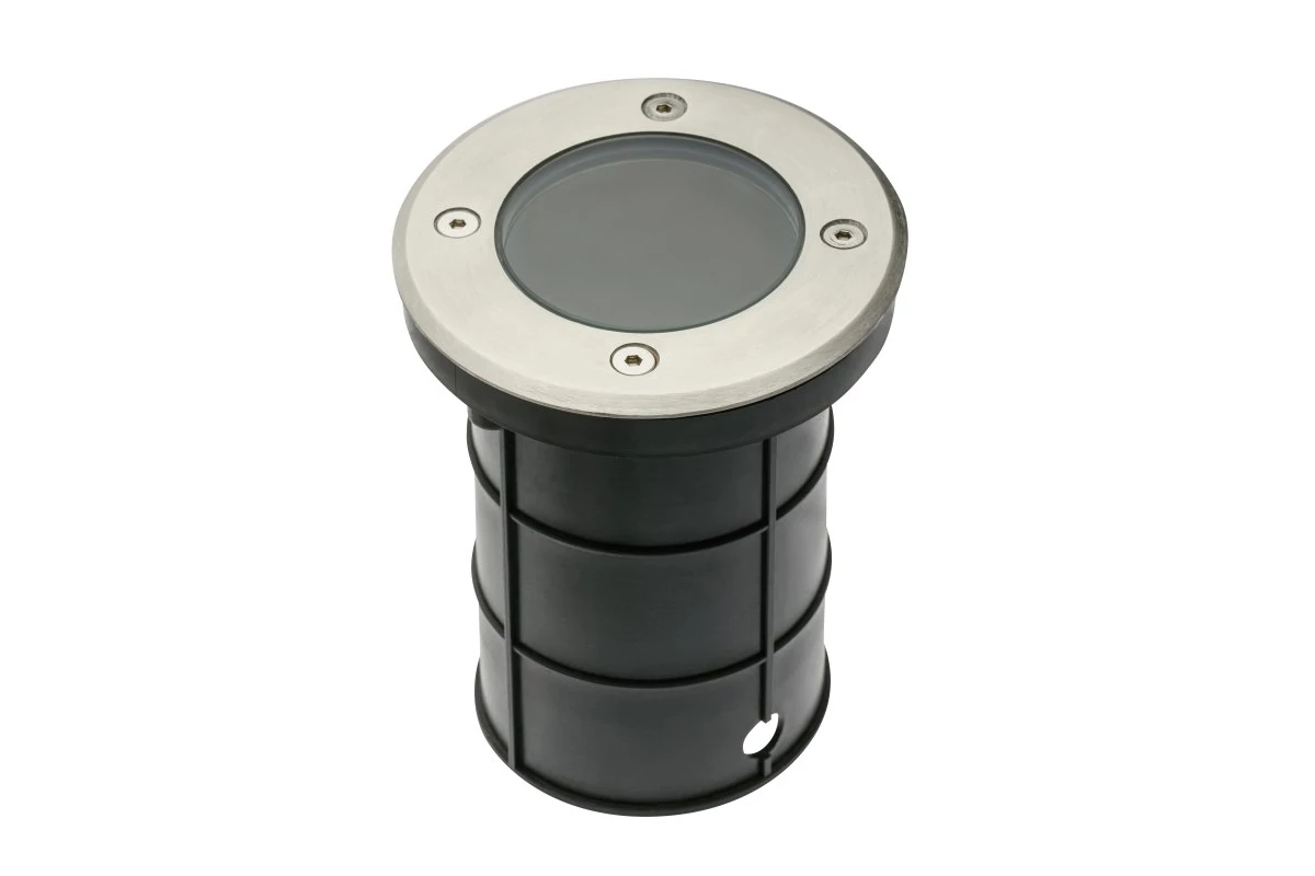 Lámpa Kerti lámpatest ALFA-O, kör, GU10 (max. 50W), IP67,  AC220-240V, 50/60Hz, (13x11cm), inox